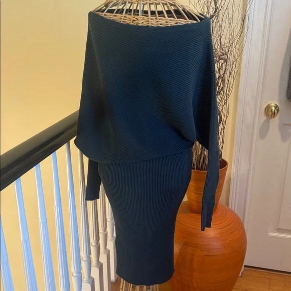 Reiss Lara off shoulder Teal dress - Picture 8 of 12